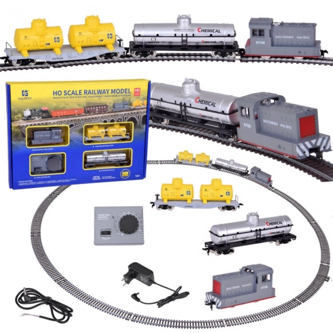 Elektrische set met besturingseenheid en goederentrein