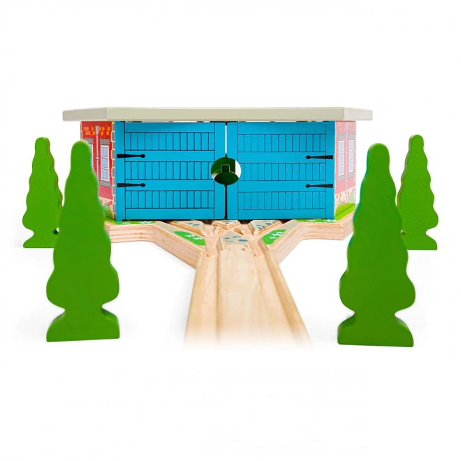 Bigjigs Rail Drievoudig Depot met Deuren