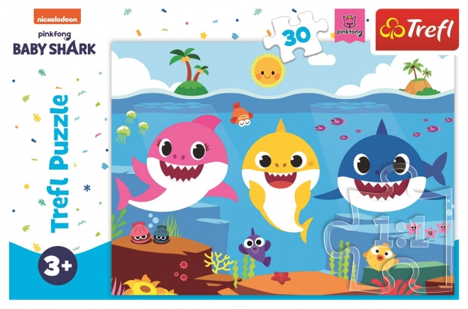 Puzzel Onderwaterwereld van Haaien/Baby Shark 27x20cm 30 stukjes in doos 21x14x4cm