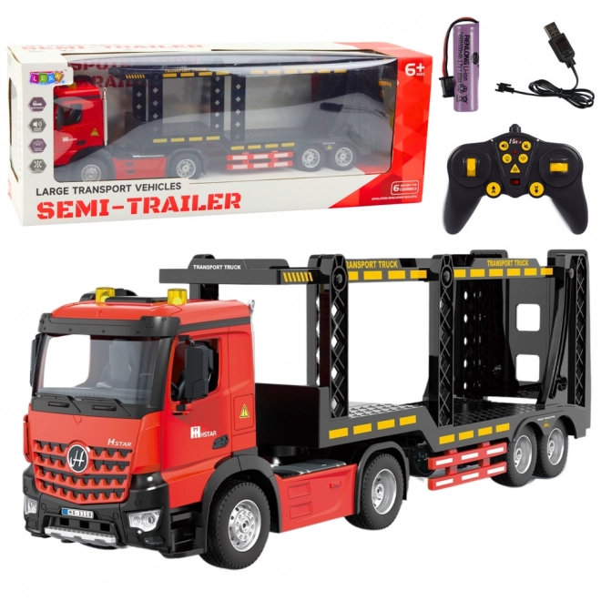 Remotely Controlled Transport Truck Red RC 2.4G 6CH