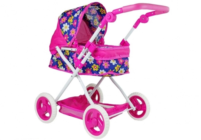 Schattige roze diepe bloemenwagen voor poppen