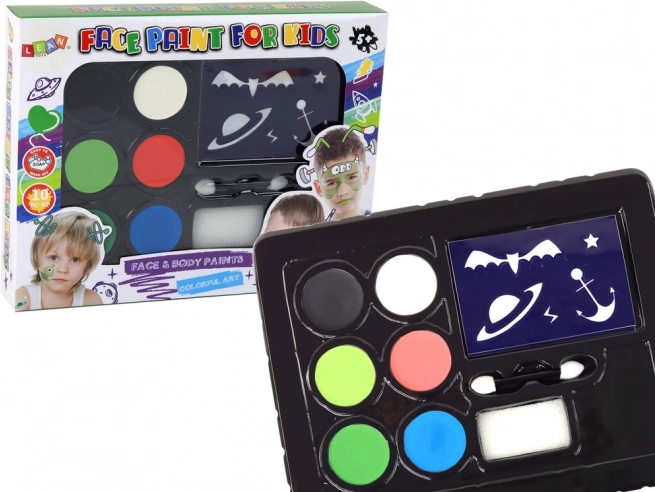Kids' Face Painting Set with Stencils, 6 Colors