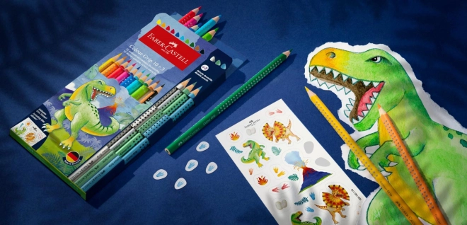 Faber-Castell Triangular Dinosaur Color Pencil Sets
