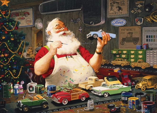 Puzzle COBBLE HILL Le Père Noël peint des petites voitures 1000 pièces