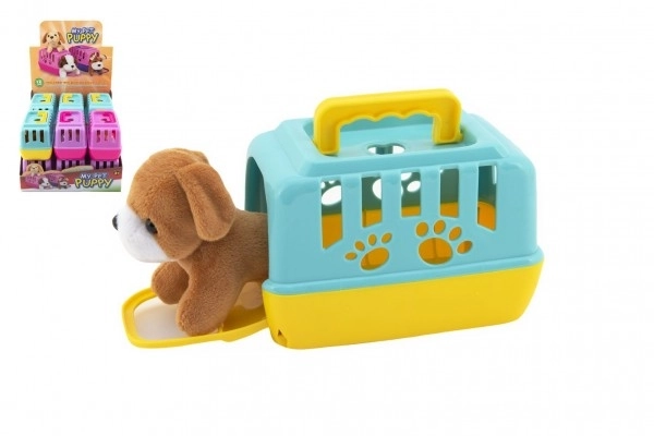 Dierenvriendje hondje pluche in draagbare doos plastic 15cm gemengde kleuren 12 stuks in doos