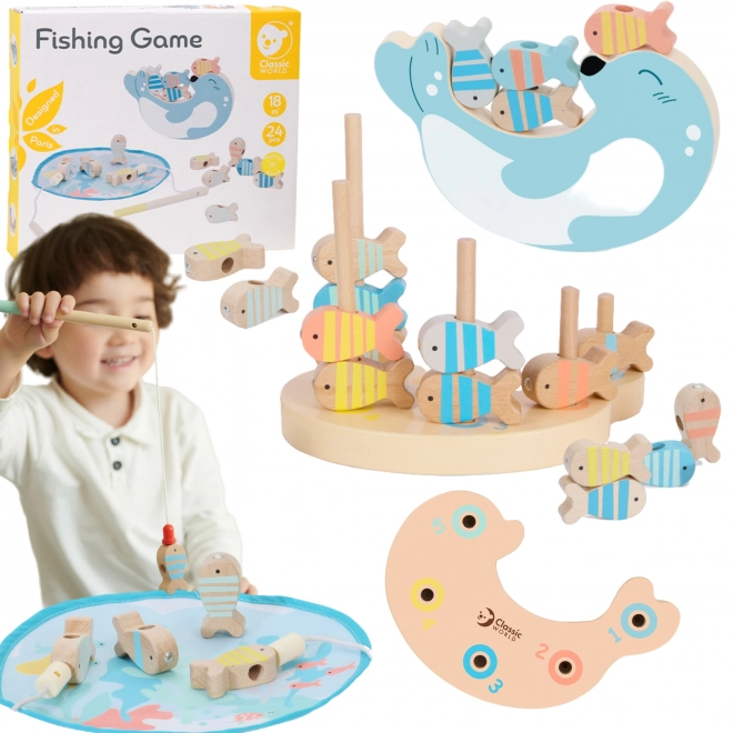 Jeu de pêche en bois pliable
