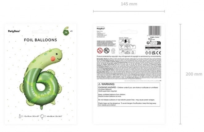 Folie verjaardag ballon nummer 6 - Schildpad 75 x 96 cm