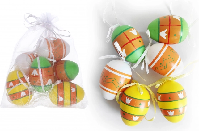 Decorative painted plastic eggs 6 cm