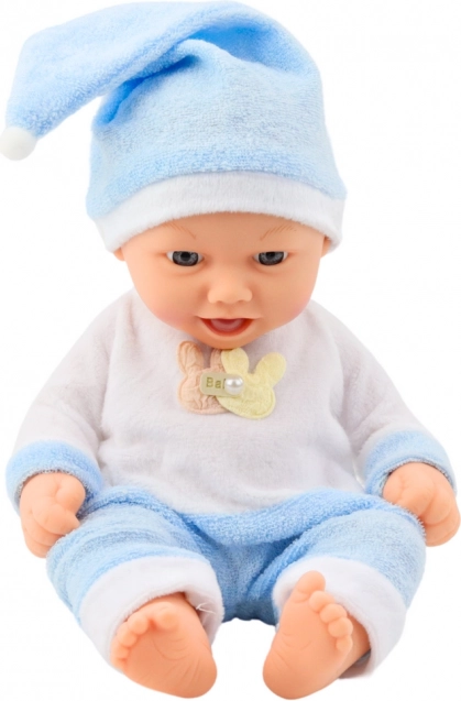Baby Doll in Blue Pyjamas with Bobble Hat