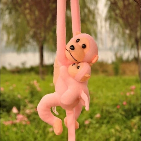Rosa Plüschäffchen mit Baby 70 cm