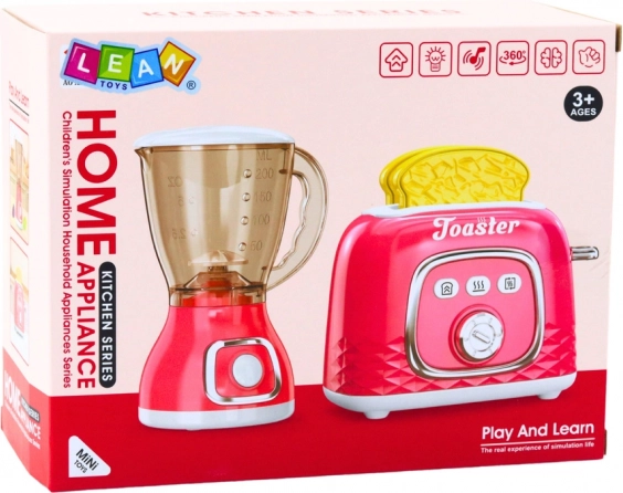 Keukenspeelset: Broodrooster en blender met effecten, roze