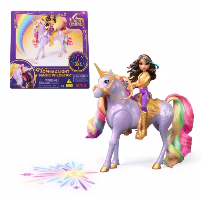 Sophia and Wildstar from the Unicorn Academy with Magical Light
