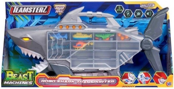 TEAMSTERZ haaien-transporteur voor autootjes met licht, geluid en helling