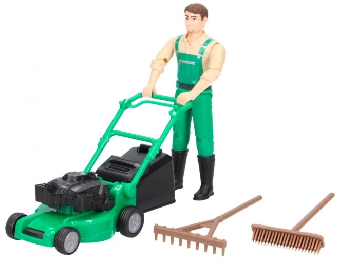 Bruder BWORLD Tuinman met grasmaaier en accessoires