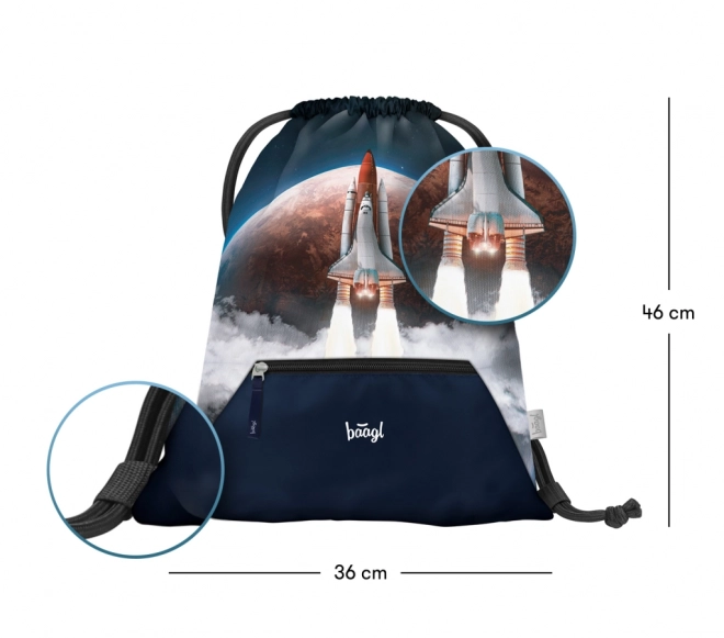 Baagl Schulset Space Shuttle: Ranzen, Federmäppchen, Beutel