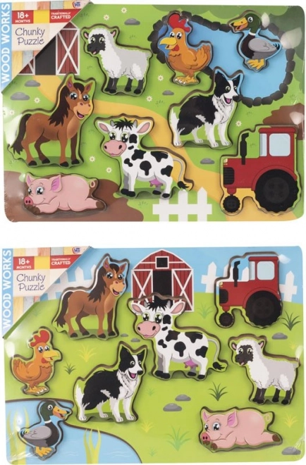 Houten inlegpuzzel Boerderij 1stuk (mix)