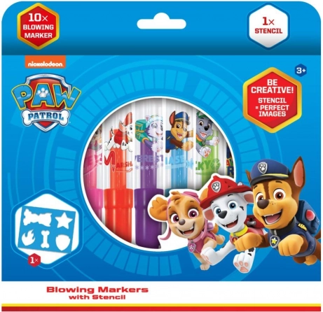 Blaasstiften met sjabloon PAW PATROL, 10 stuks, doos 20 × 19 cm