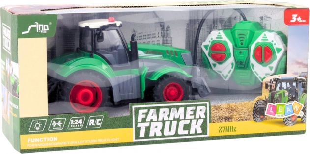 Green remote-controlled tractor 1:24