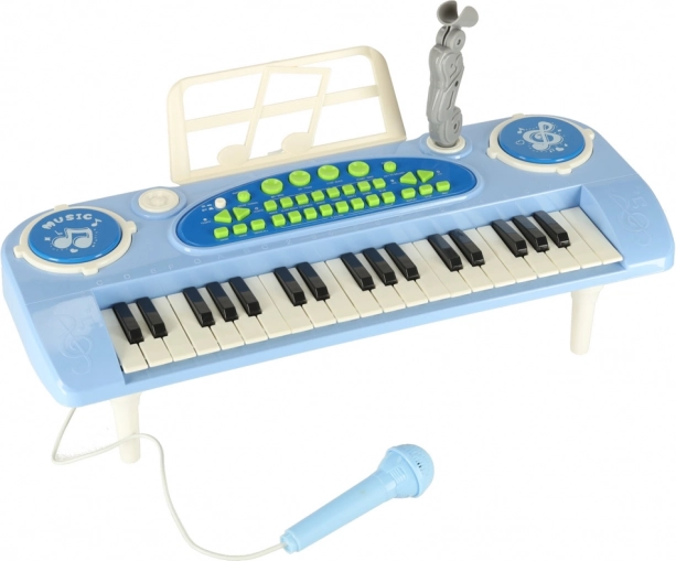 Interactief kindertoetsenbord met microfoon - blauw