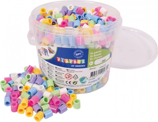 PLAYBOX pastel strijkkralen in emmer 900 stuks