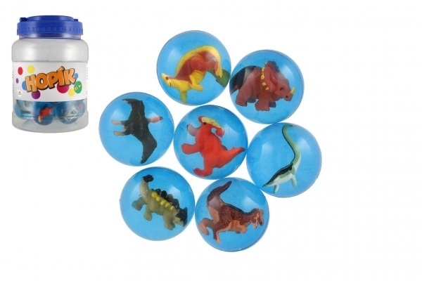 Stuiterbal met dinosaurus 4cm mix soorten 32st in pot