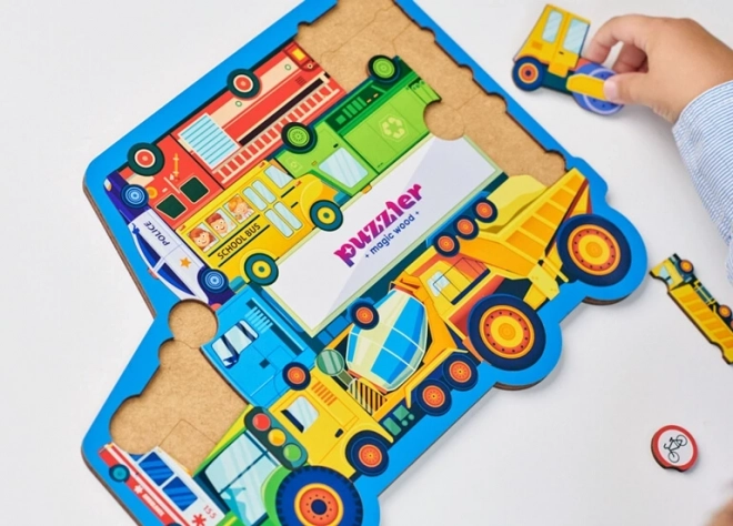 WOODLIKA Houten puzzel Wereld van transportmiddelen 18 stukken
