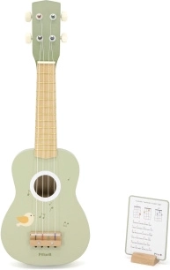ukulélé en bois pour enfants avec pupitre et partitions Happy Birthday – vert