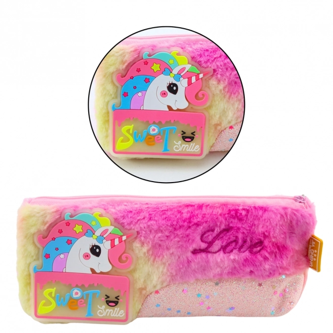 Plüsch Federmäppchen mit Einhorn rosa