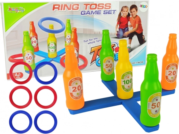 Ringwurf – bunte Fläschchen mit Punkten für Kinder