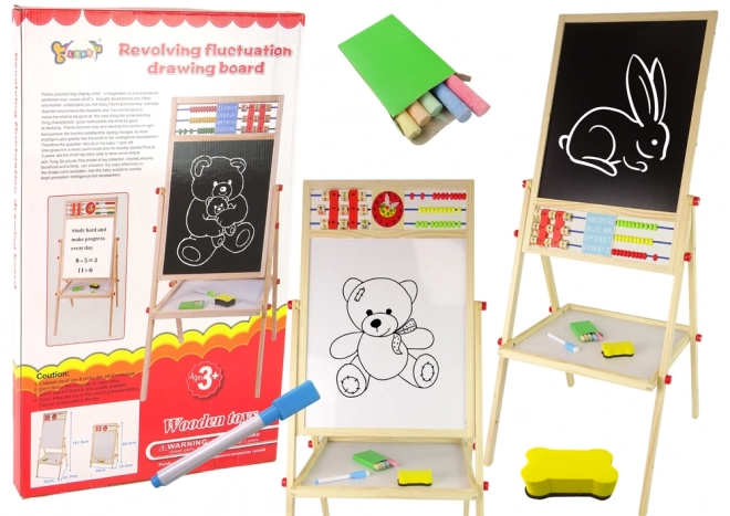 Wooden Double-Sided Board Magnetic and Chalk with Accessories