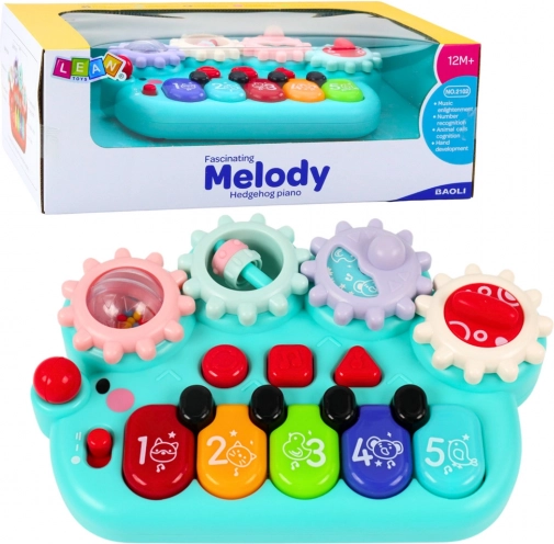 Interactieve kinderpiano met tandwielen blauw