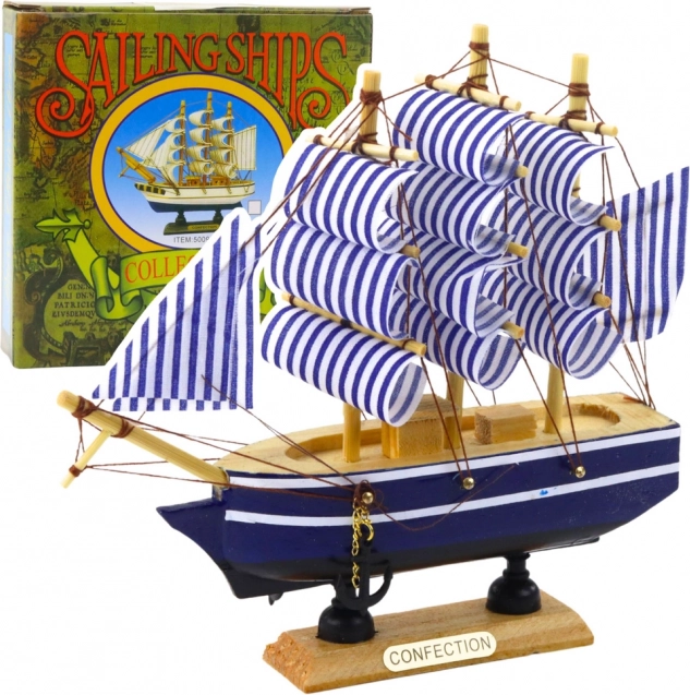 Decorative Model Sailing Ship Blue-White 16x15 cm