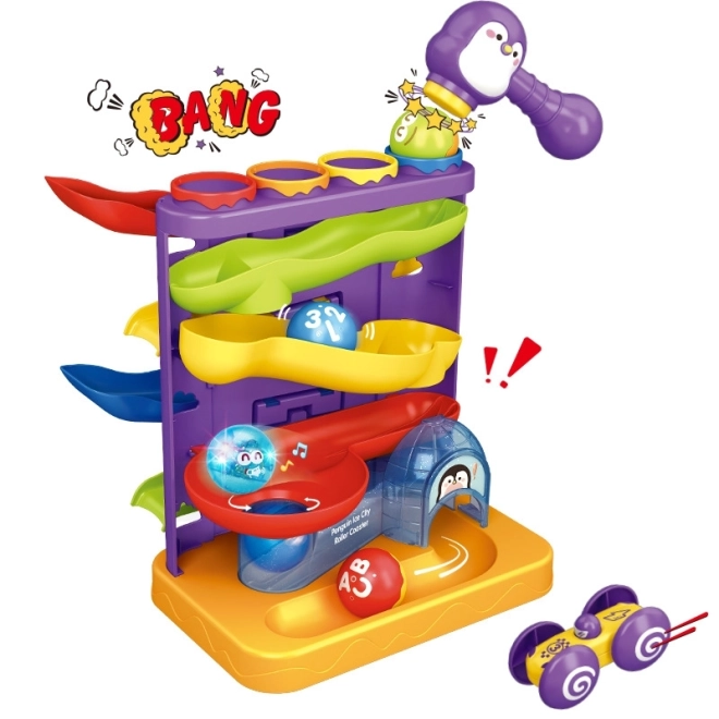Woopie 3-in-1 Ball Track Ramp Set with Hammer and Car Slide