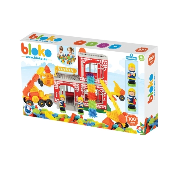 Creative Construction Set Pin Bricks Fire Station 100 pcs + 2 Figures