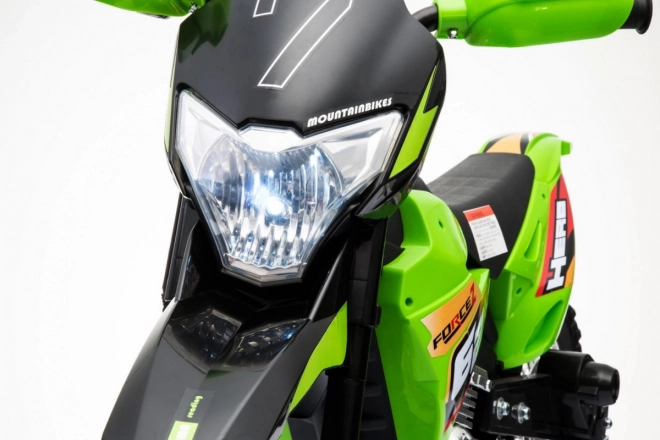 Kinder Elektro-Cross-Motorrad mit Akku – grün, mit Stützrädern und LED-Lichtern