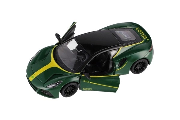 Auto Kinsmart Lotus Emira 1:38 metaal/plastic 12,5cm 3 kleuren met pull-back mechanisme 12 stuks in doos
