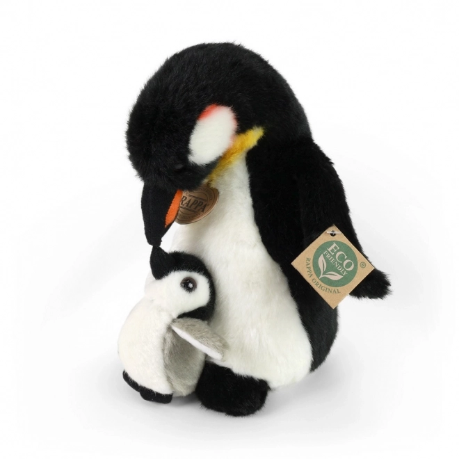 Eco-friendly plush penguin with chick