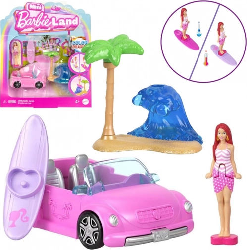 Mattel Mini Barbie Land Cabrio mit Minipuppe Barbie und Farbwechsel