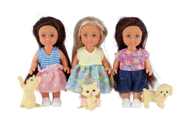 Pop met knuffel plastic 12cm stevig lichaam 3 soorten in doos 7x15x5cm 24st in doos