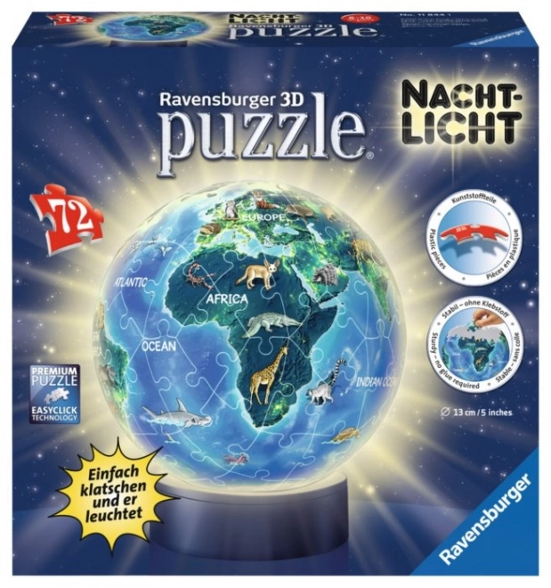 Ravensburger 3D Illuminated Puzzleball Night Globe 72 Pieces