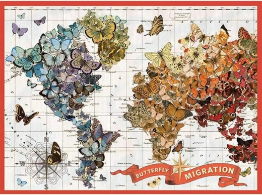 Artistic world map made of butterflies