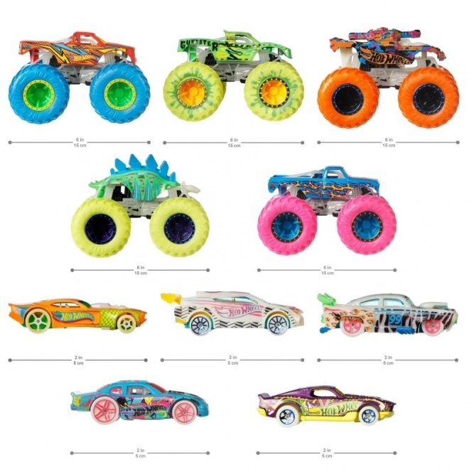 Hot Wheels monstertrucks verlichten in het donker 10 stuks