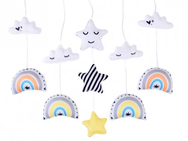 Children's mobile musical carousel with rainbow