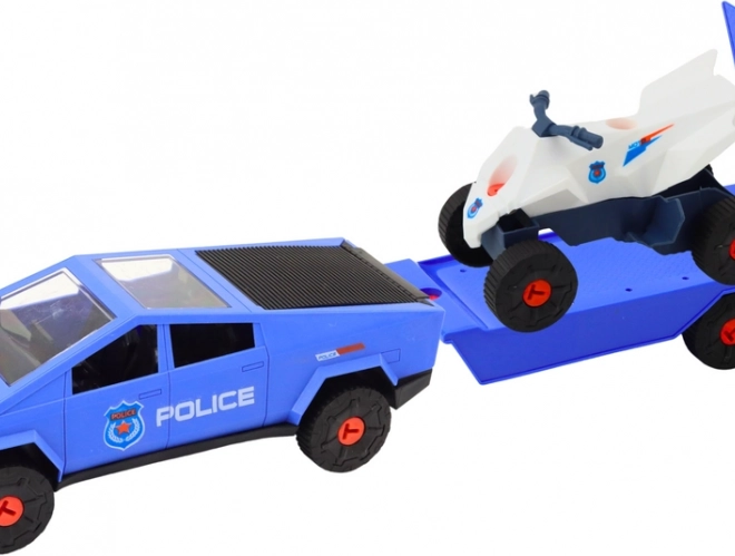 Voiture de police avec remorque pour un jeu réaliste