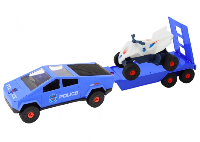 Bouwpakket Modern auto met quad en caravan voor doe-het-zelvers Blauw