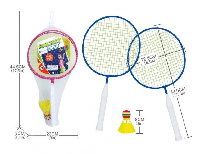 Badmintonsatz mit Schlägern und Federball