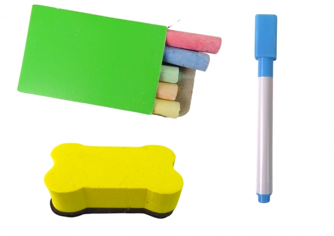Wooden Double-Sided Board Magnetic and Chalk with Accessories