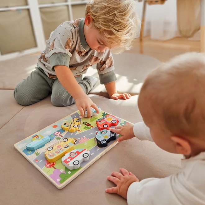 Houten puzzel Montessori stad