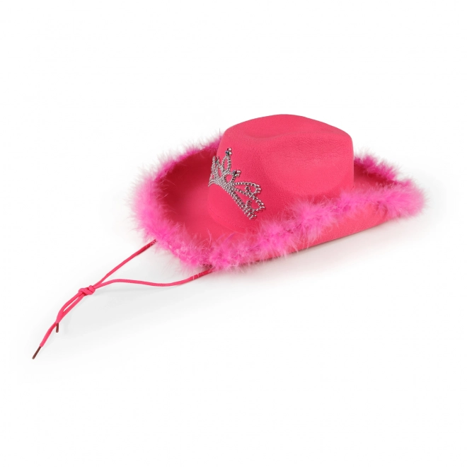 Roze dames cowboyhoed met kroon