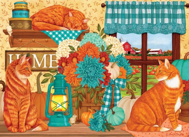 Puzzle Chats couleur citrouille 500 pièces